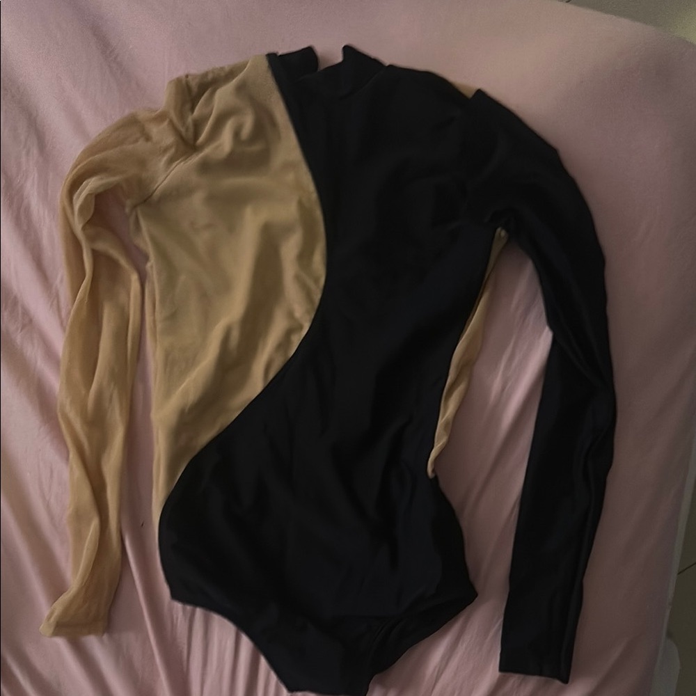 Two-Tone Black and Tan Bodysuit